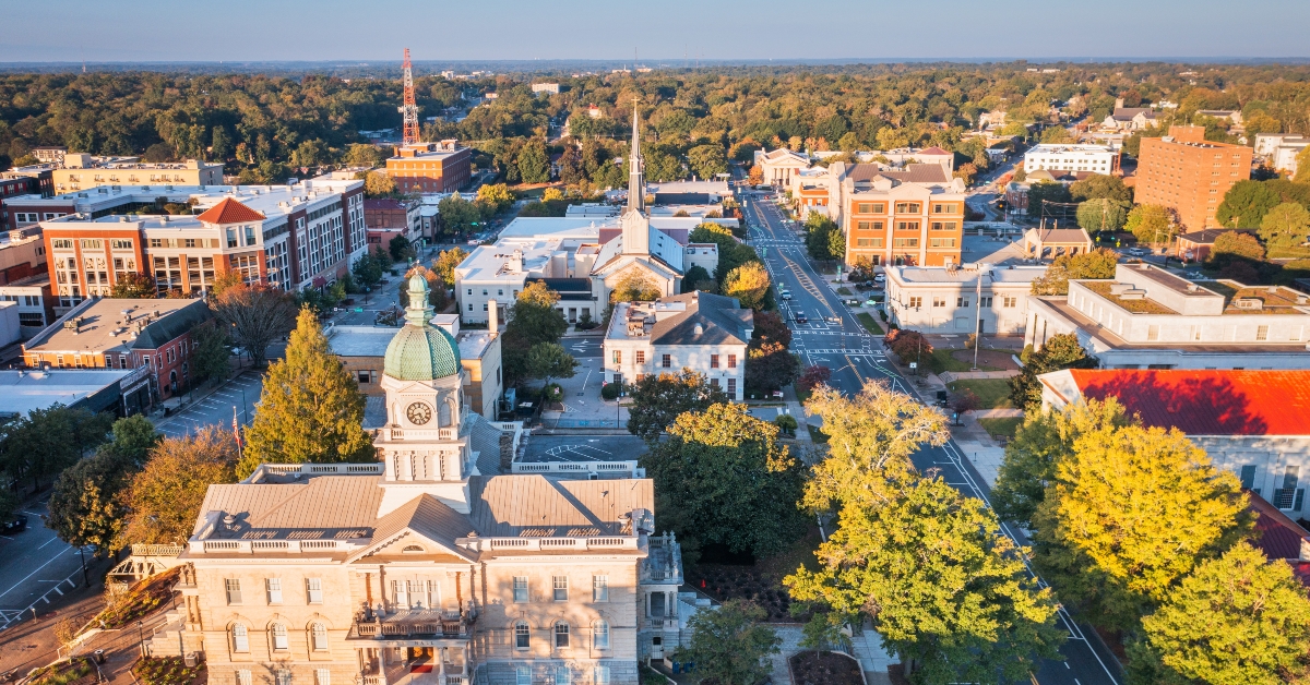 aerial view of athens georgia usa