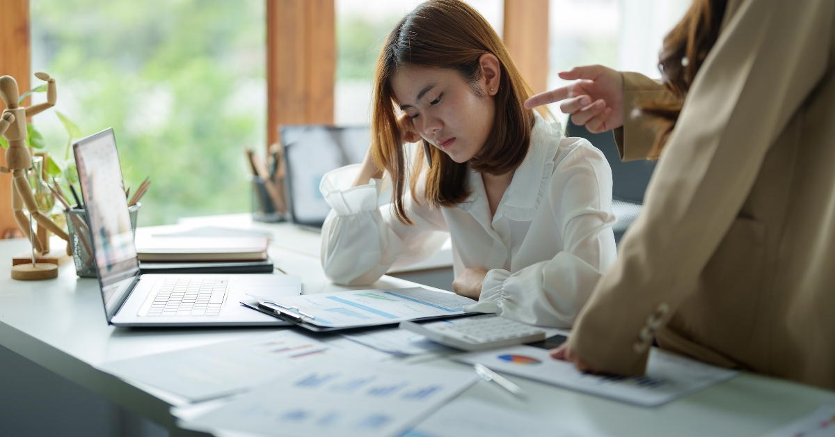 businesswoman is serious about her work