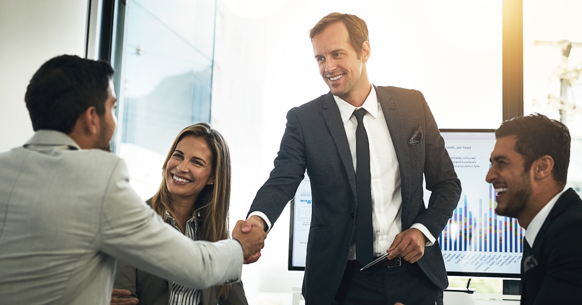 happy business people having agreements in meeting
