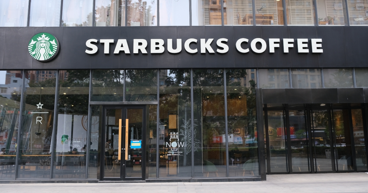 facade of large Starbucks coffee store