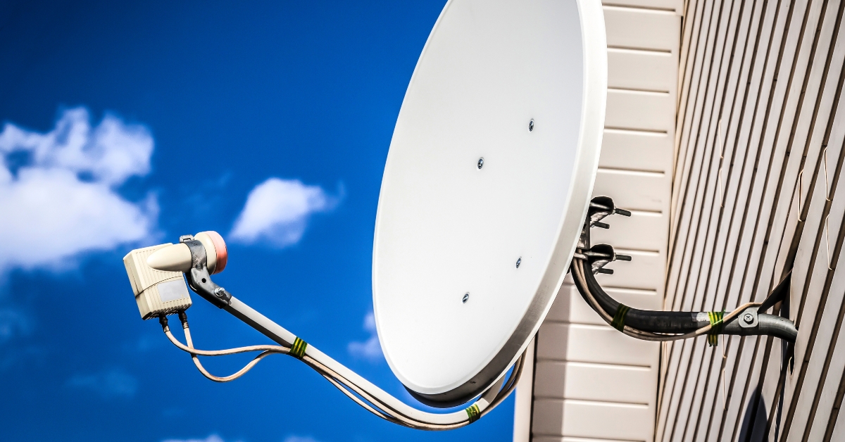 satellite dish mounted on the wall 