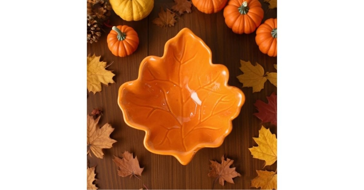 orange leaf ceramic bowl