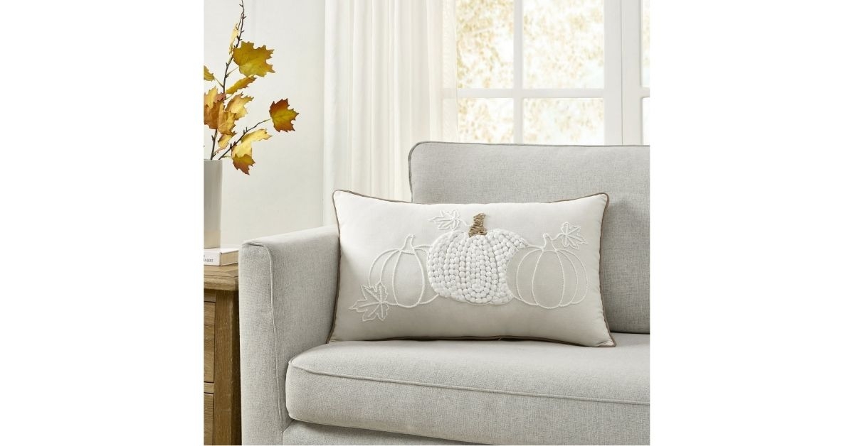 embroidered pumpkin decorative pillow