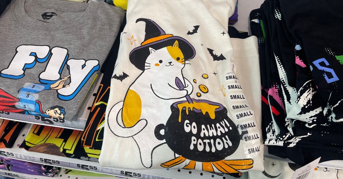 cat witch go away potion graphic tee shirt
