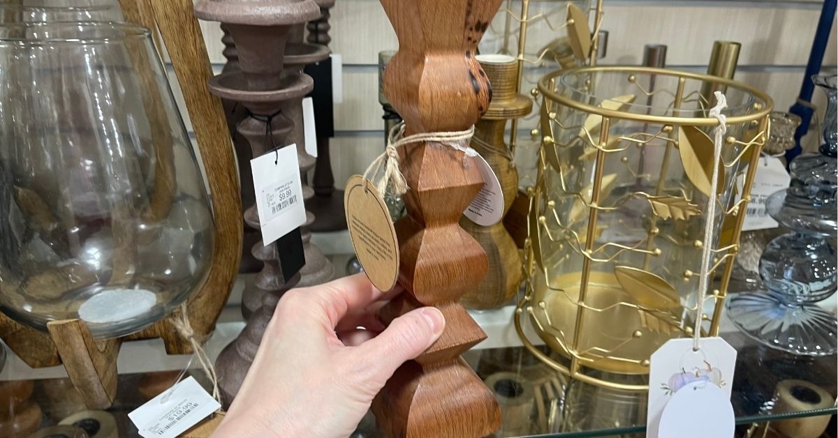 a wood candle holder