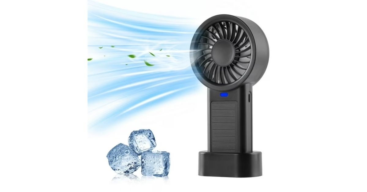 solar powered handheld fan