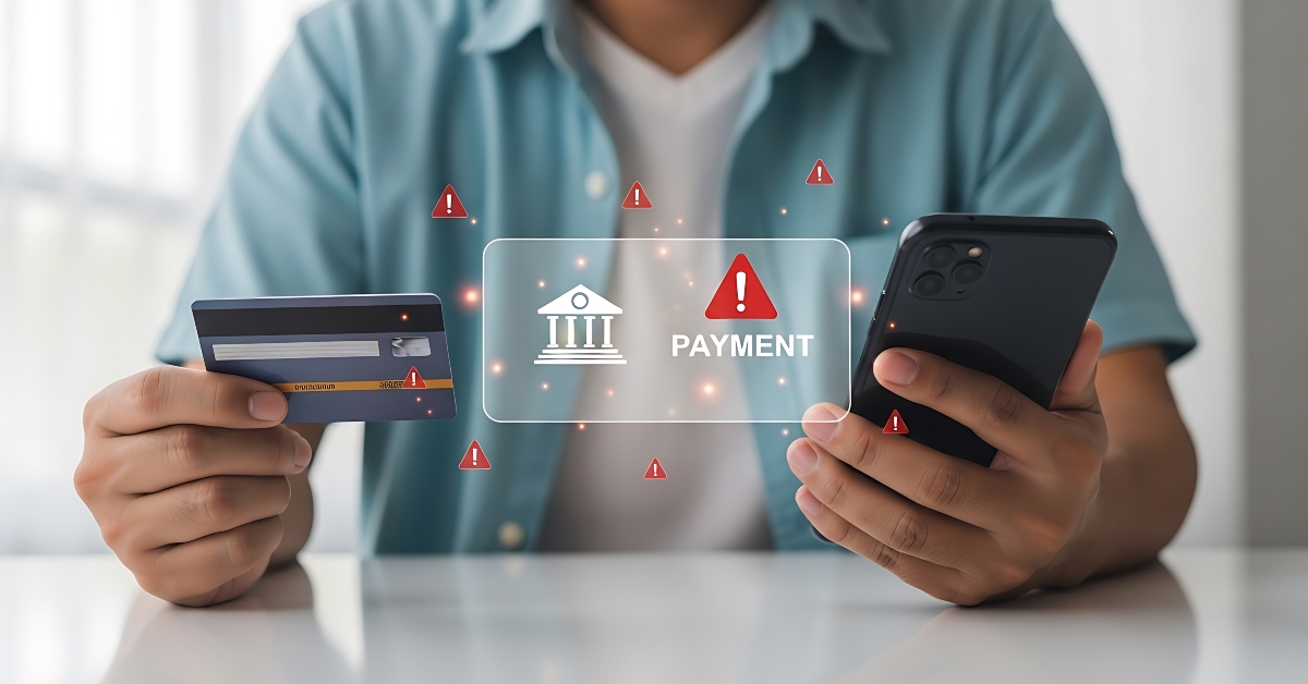 man checks credit card balance on phone
