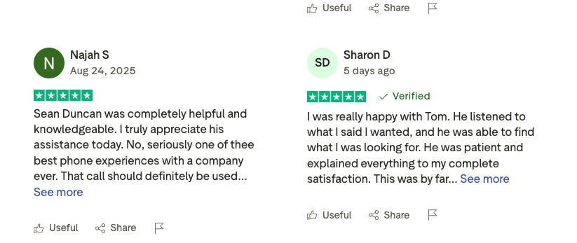 screenshot of the zebra trustpilot review