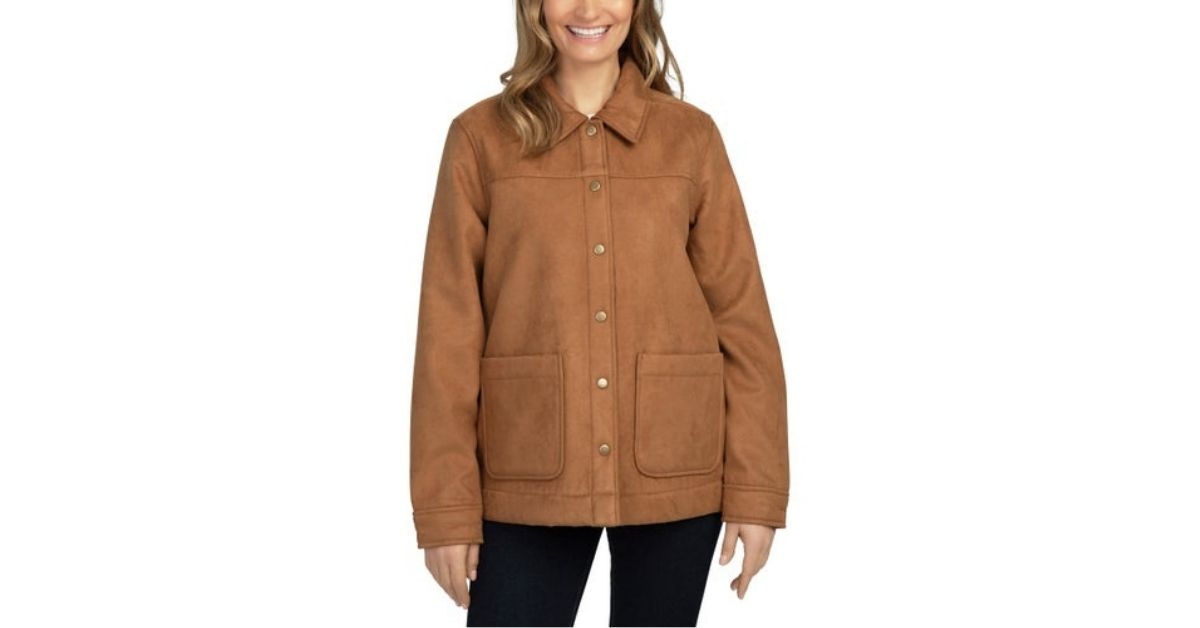 faux suede trucker jacket