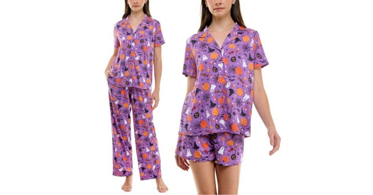 halloween notch collar pj set