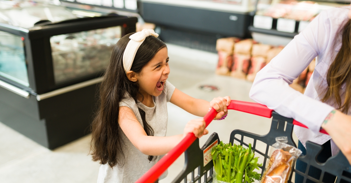 daughter shouting in the store 