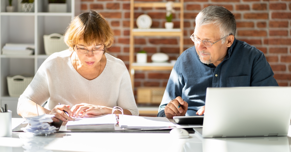 senior couple doing their finances
