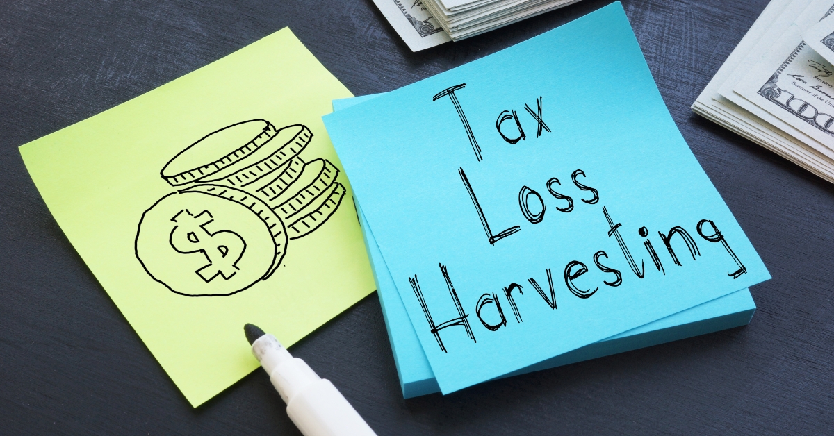 Tax loss harvesting is shown using the text