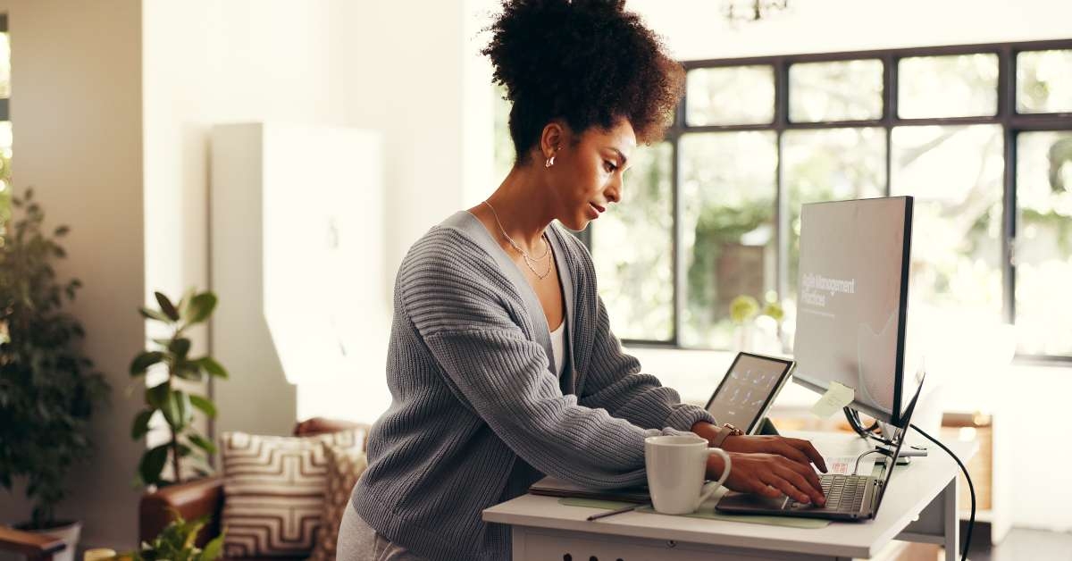 woman with technology and planning