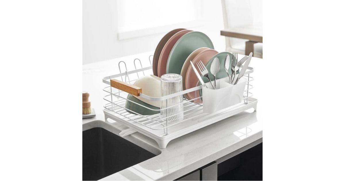 dish rack with utensil