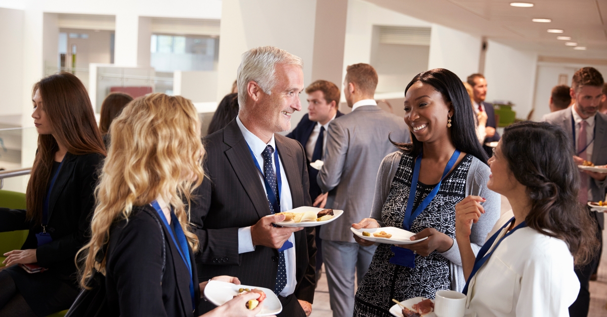 networking during conference lunch break