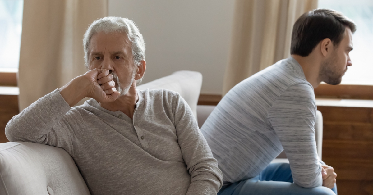 grandfather ignoring grandson