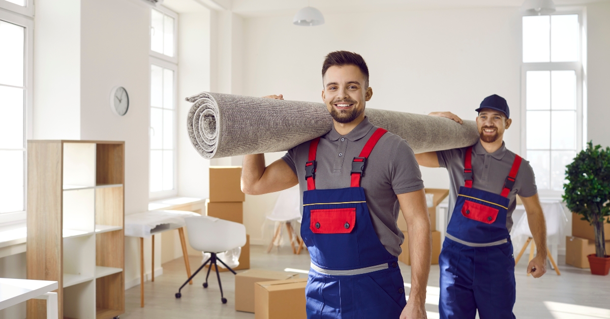 movers carrying carpet