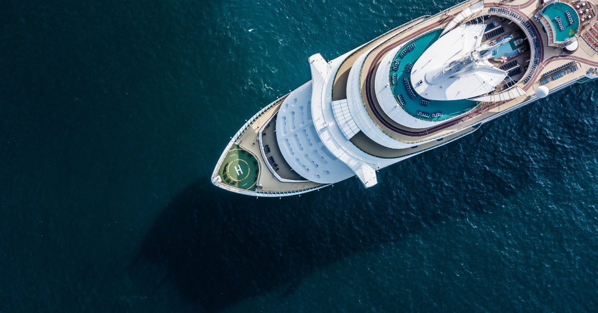 aerial view beautiful large cruise ship