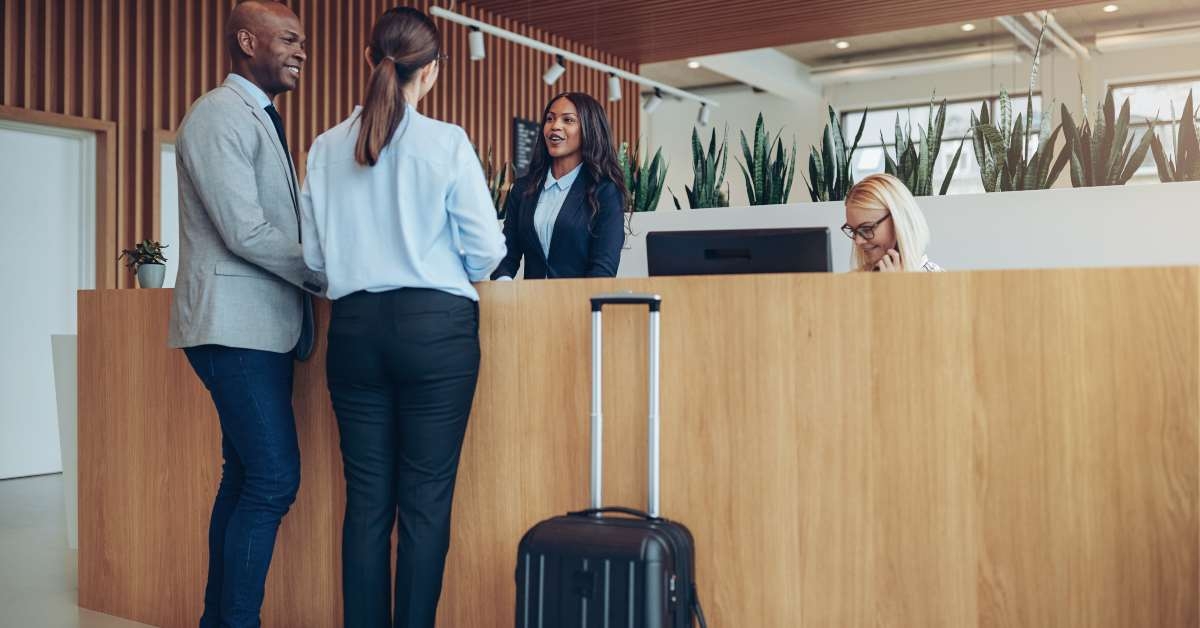 guests checking in at a hotel