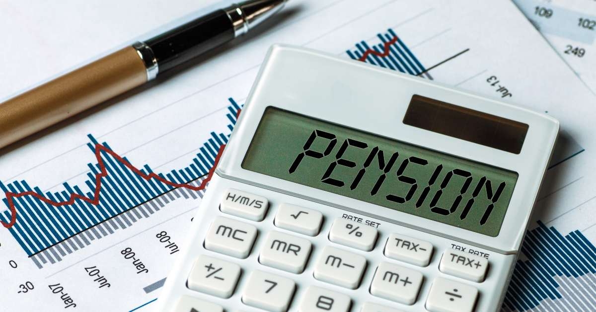 pension concept shown on calculator 