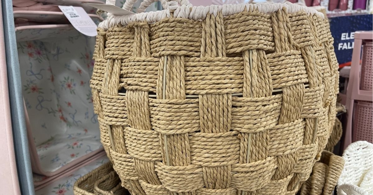 woven basket with handles