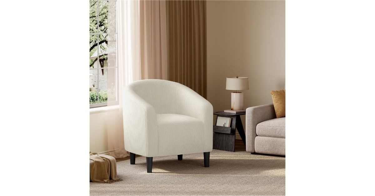 upholstered corduroy accent chair