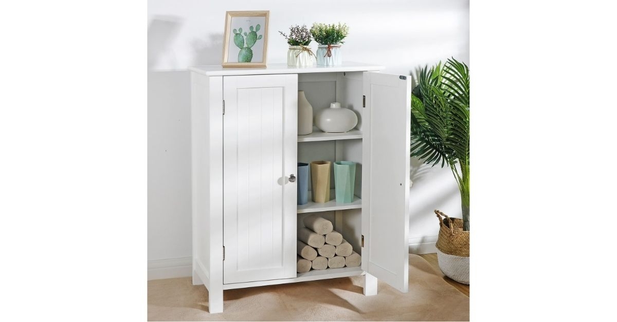 wooden bathroom floor cabinet