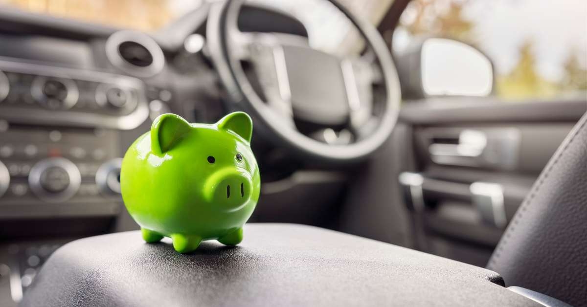 piggy bank money box inside car