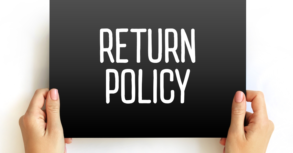 return policy text on card