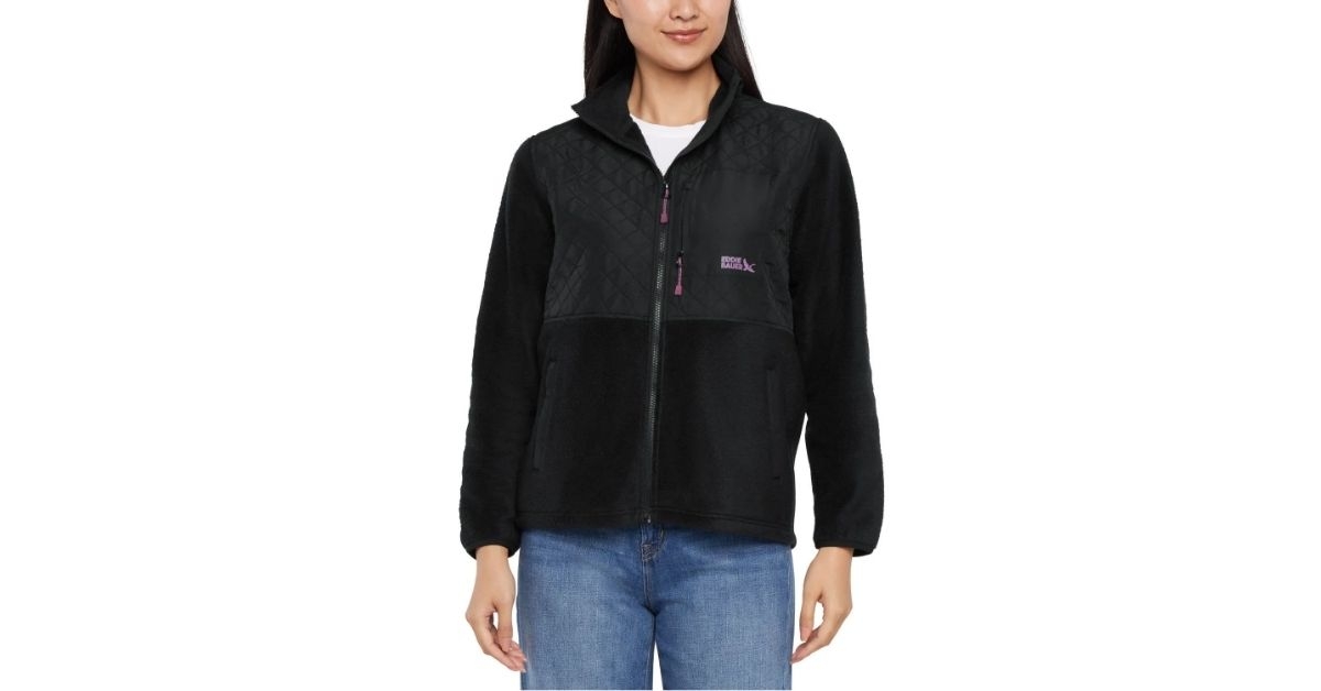 womens mixed media fleece jacket