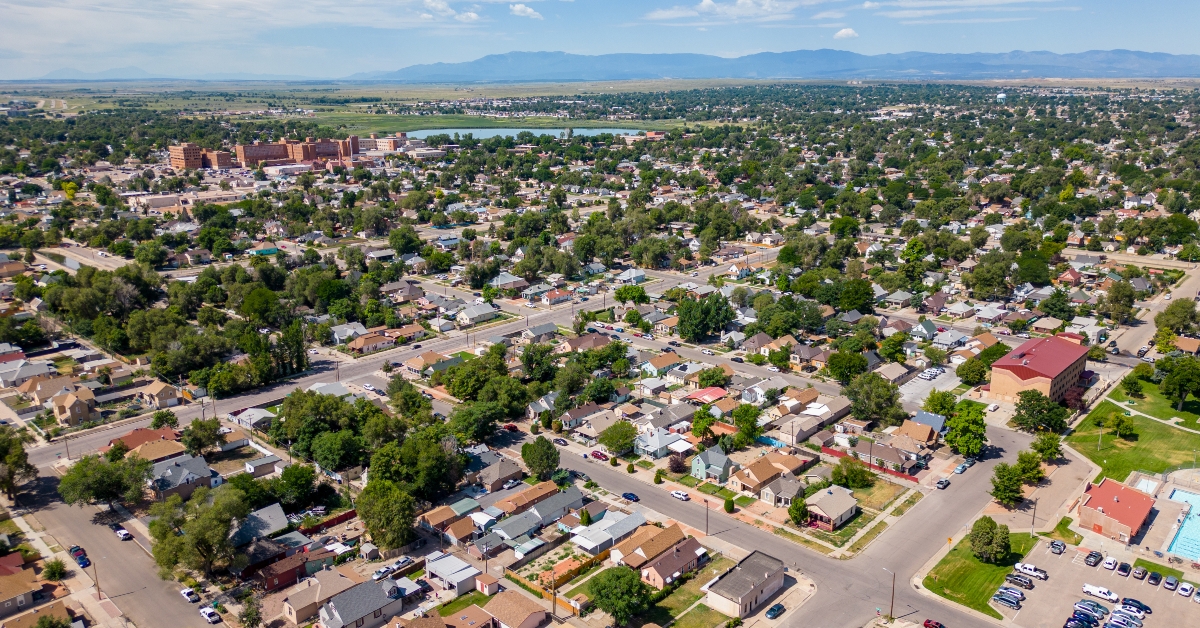 aerial view of residential homes in pueblo colorado