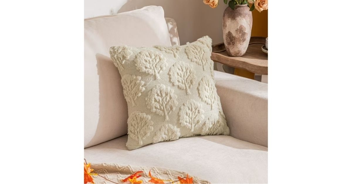 pillowcase with leaf embroidery