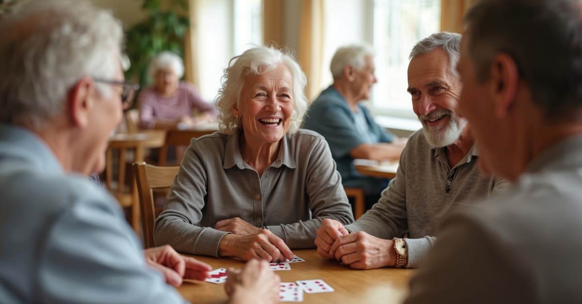 seniors playing card