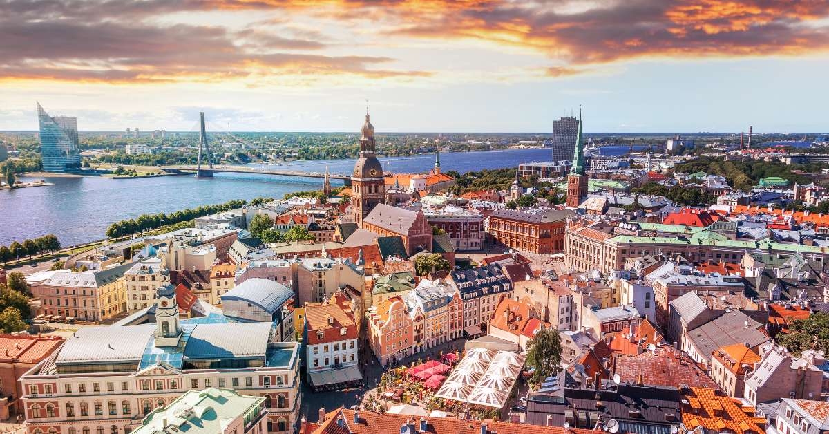 view from riga cathedral on old town