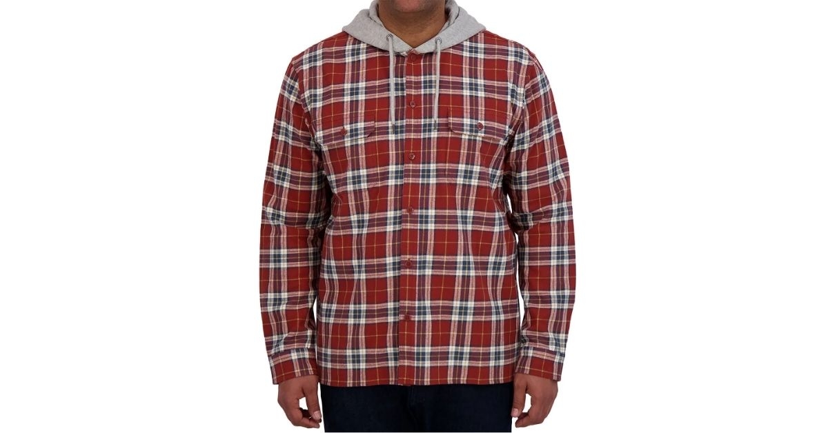 men's flannel button down hoodie