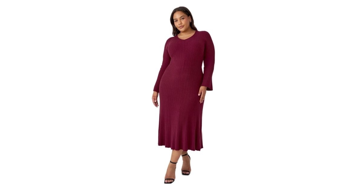 women's flare midi sweater dress