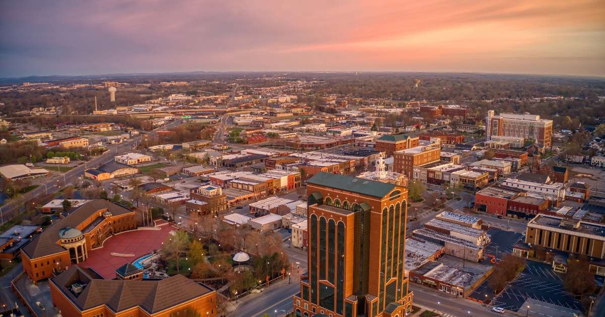 aerial view of murfreesboro tennessee