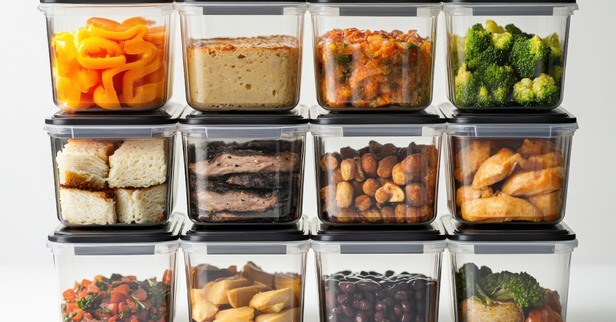 containers filled with balanced meals