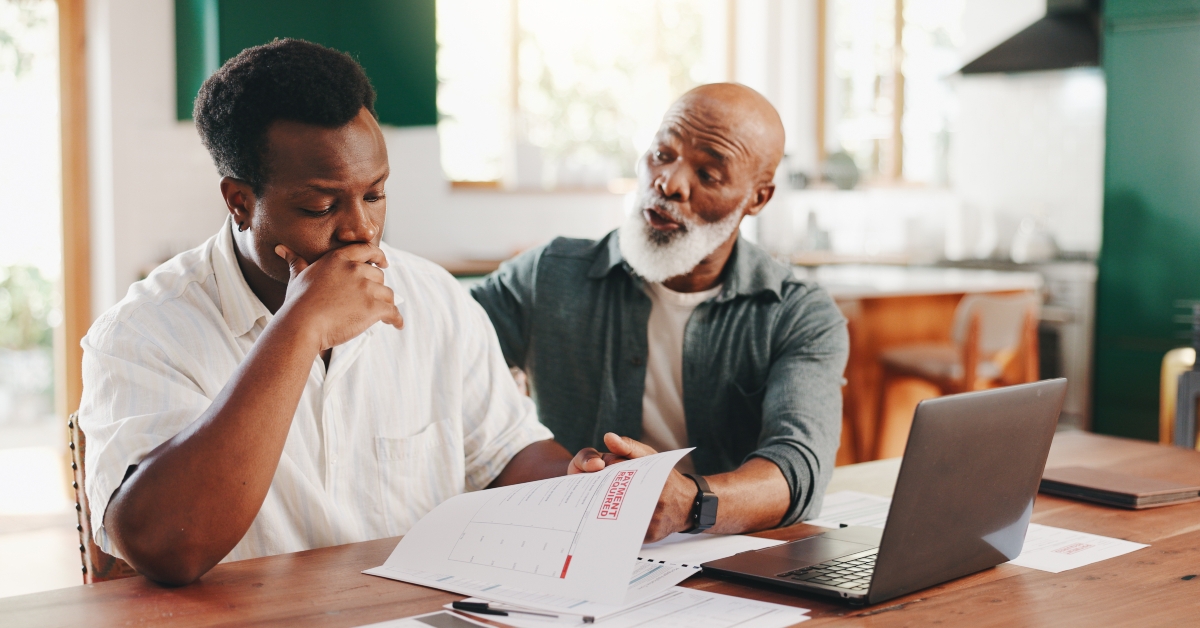 father advises his son on financial management