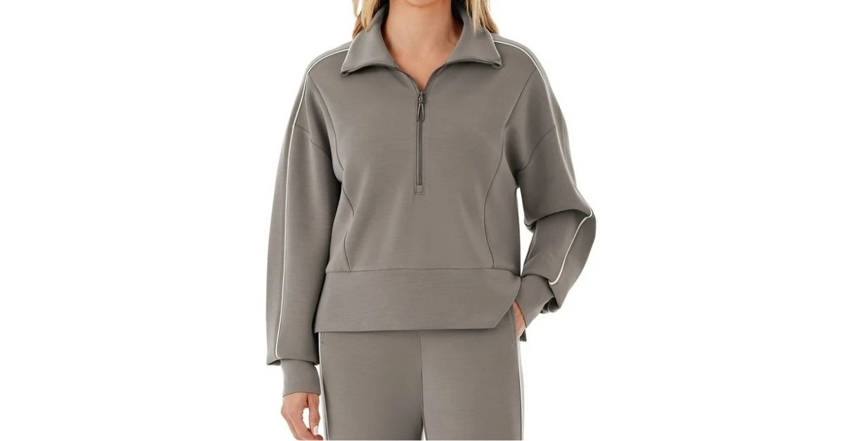 womens sandwash half zip pullover