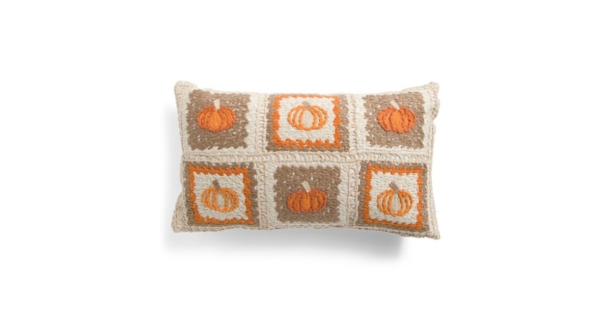 harvest granny square pillow