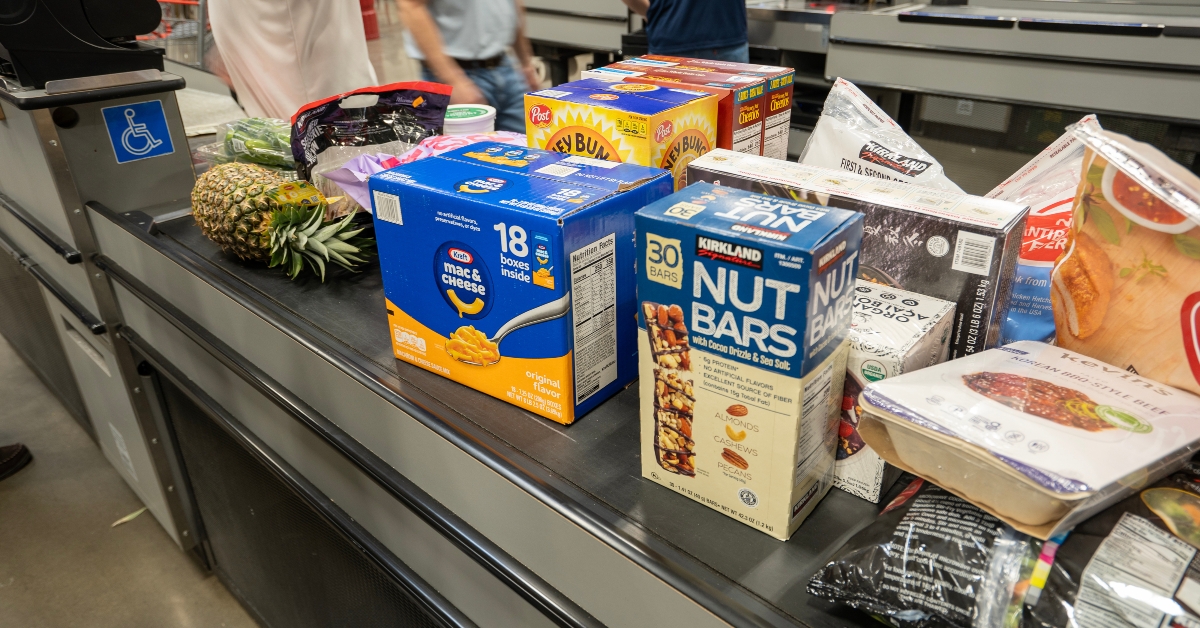 staffed checkout lanes at a costco store