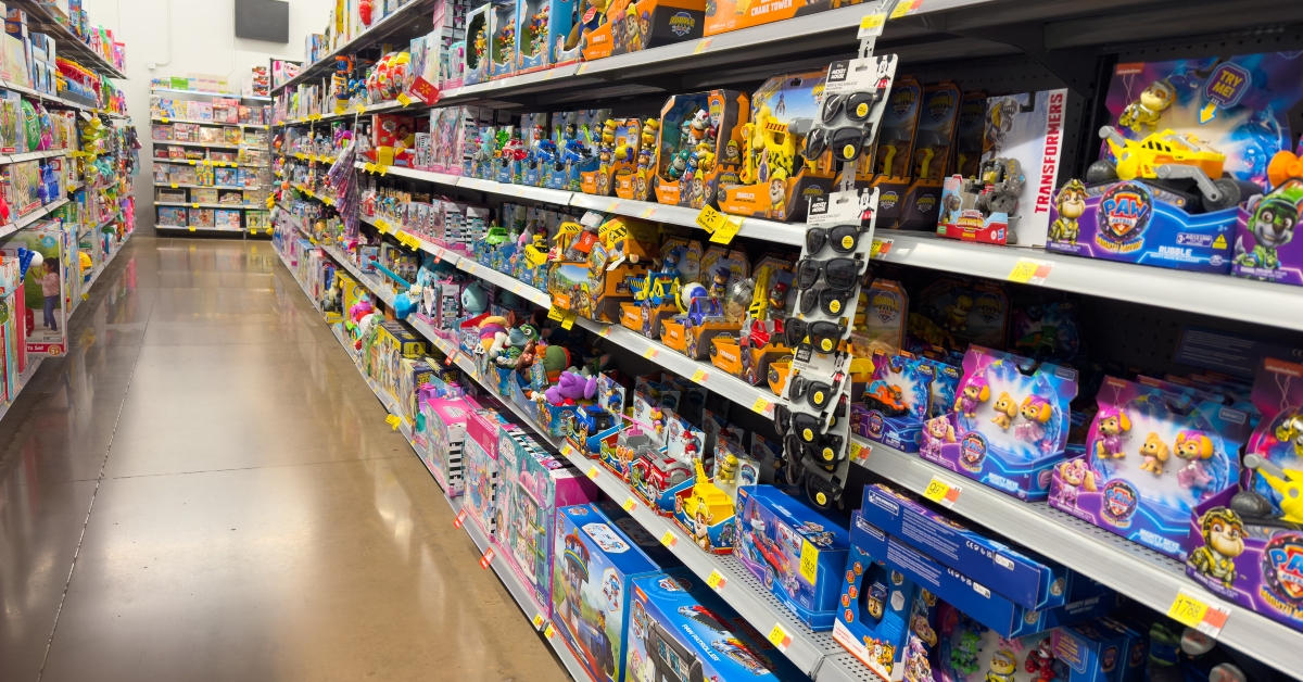 toy department aisles inside walmart store
