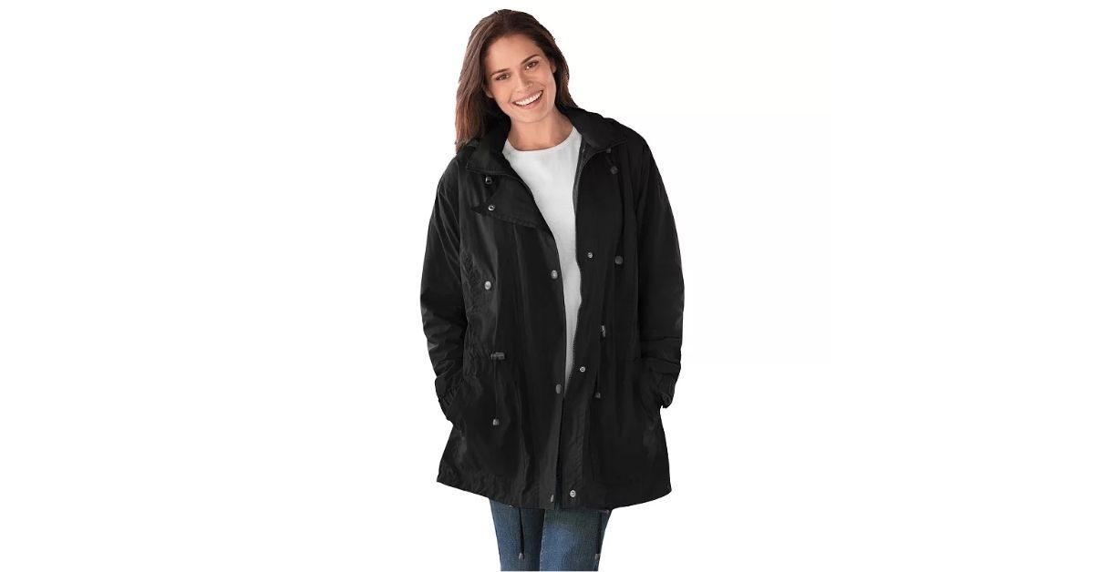 woman fleece lined taslon anorak