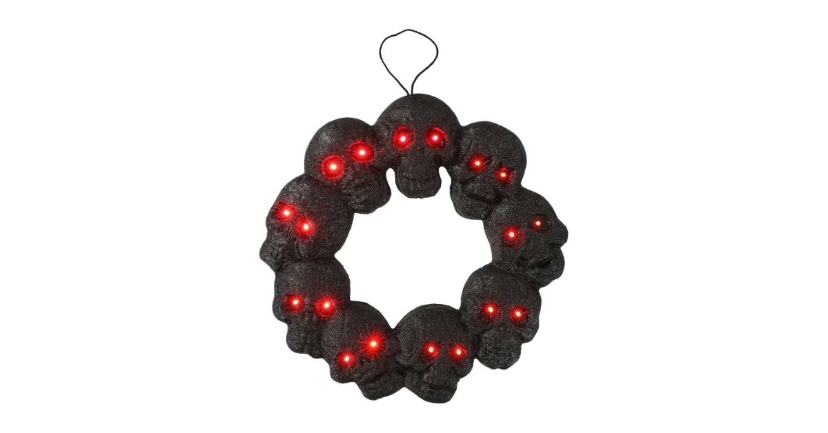 halloween led skull wreath