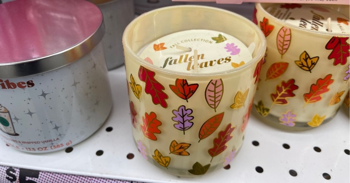 fallen leaves candle