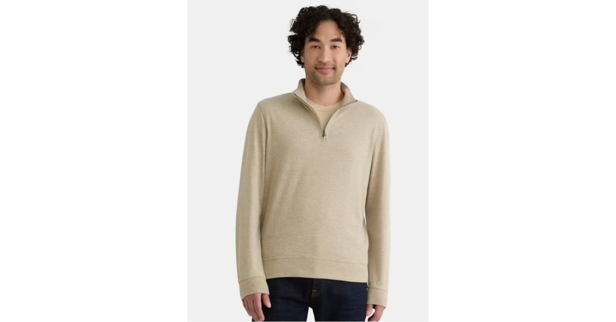 mens quarter zip pullover with long sleeves