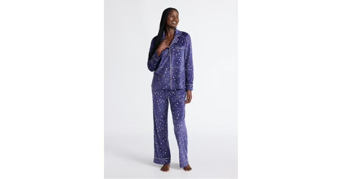 womens collar long sleeve pajama set