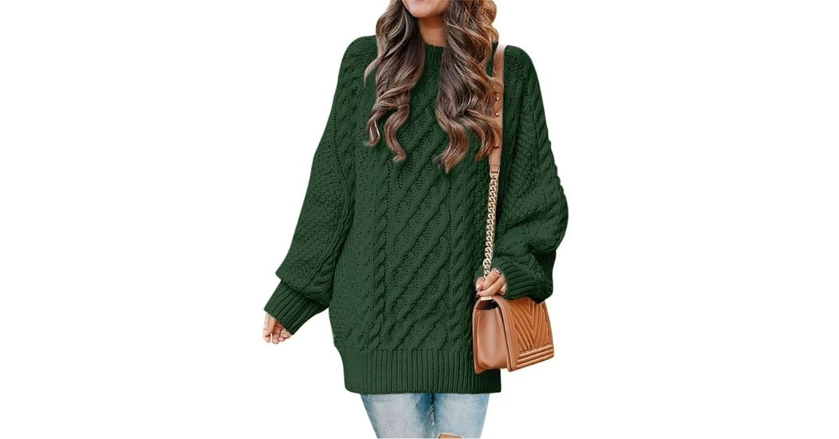 cable knit chunky pullover sweater for women
